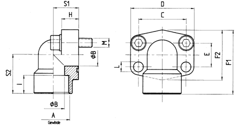 SAE-Einschraubflansch BSP-Gewinde 90°