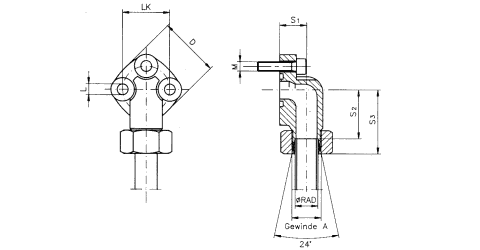 Flanschverschraubung 90° - DIN 3901/3902